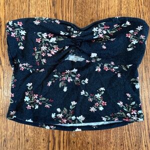 🖤 Heart & Hips Black Floral Tube Top | Women’s Small | Flirty & Fun 🌸